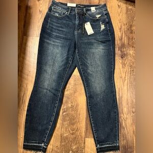 NWT Judy Blue Dark Wash Distressed Skinny Jeans Tummy Control JB88417 NEW